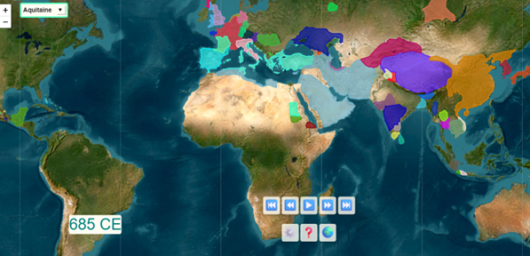 Sample of Cliopatria data, a collection of polygons representing the borders of polities.